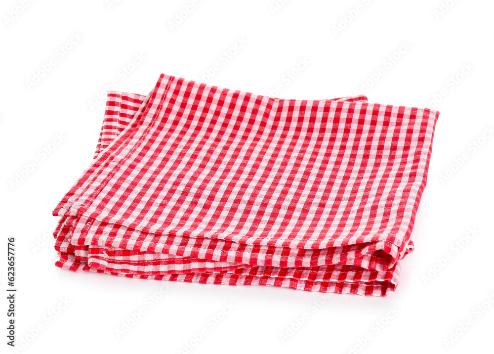 Folded red napkins isolated on white background