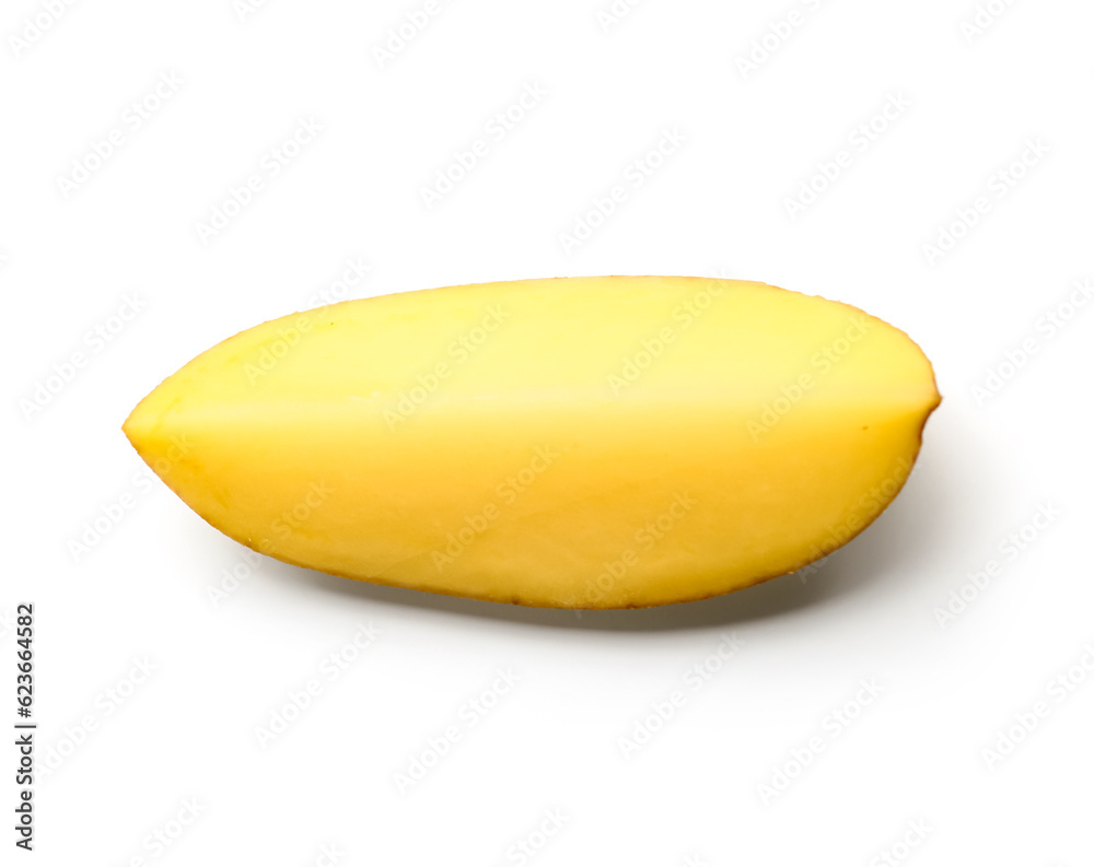 Piece of raw potato isolated on white background