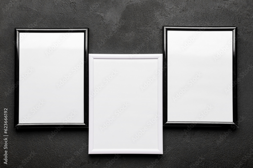 Blank photo frames on black background