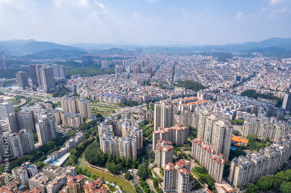 A dense real estate community in Zengcheng District, Guangzhou, China