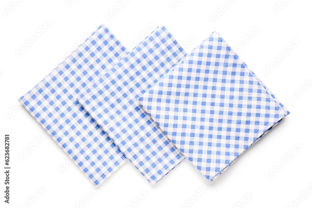 Set of clean napkins isolated on white background