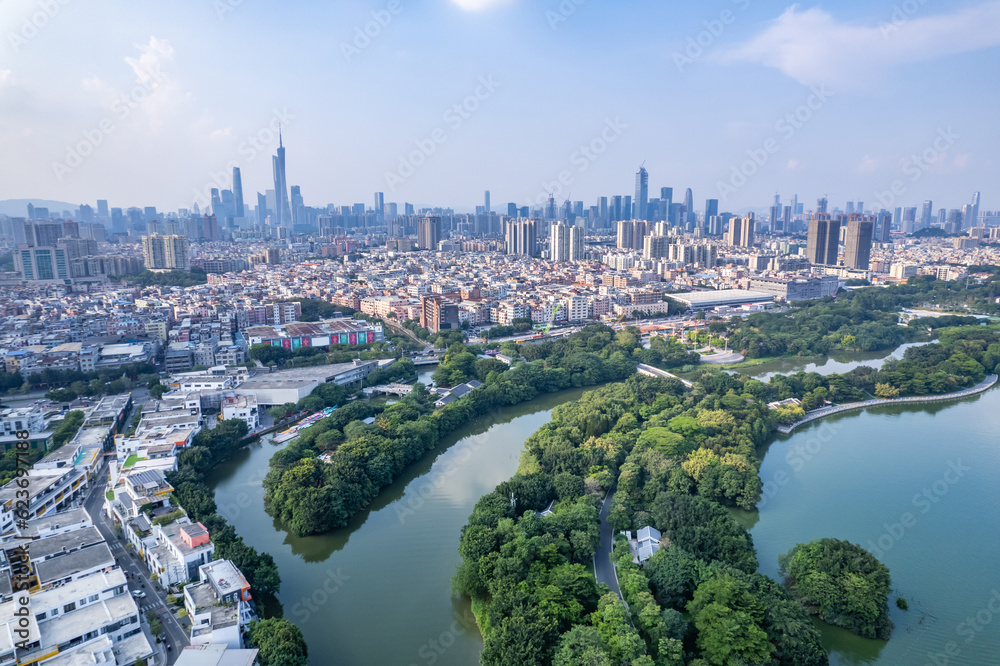 Aerial scenery of Haizhu District, Guangzhou, China