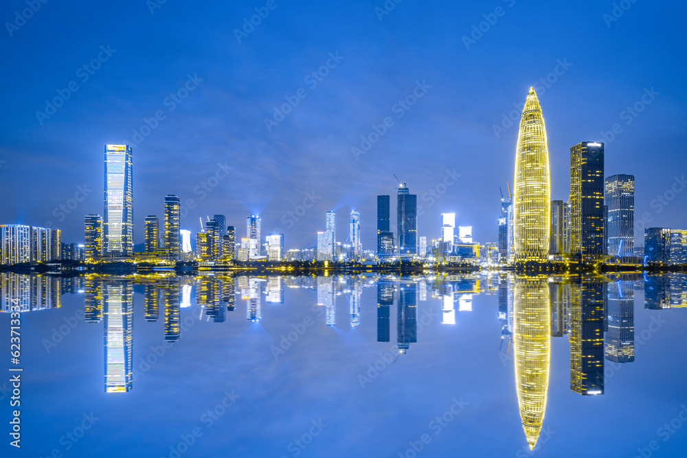 Night view of Houhai CBD in Shenzhen, China