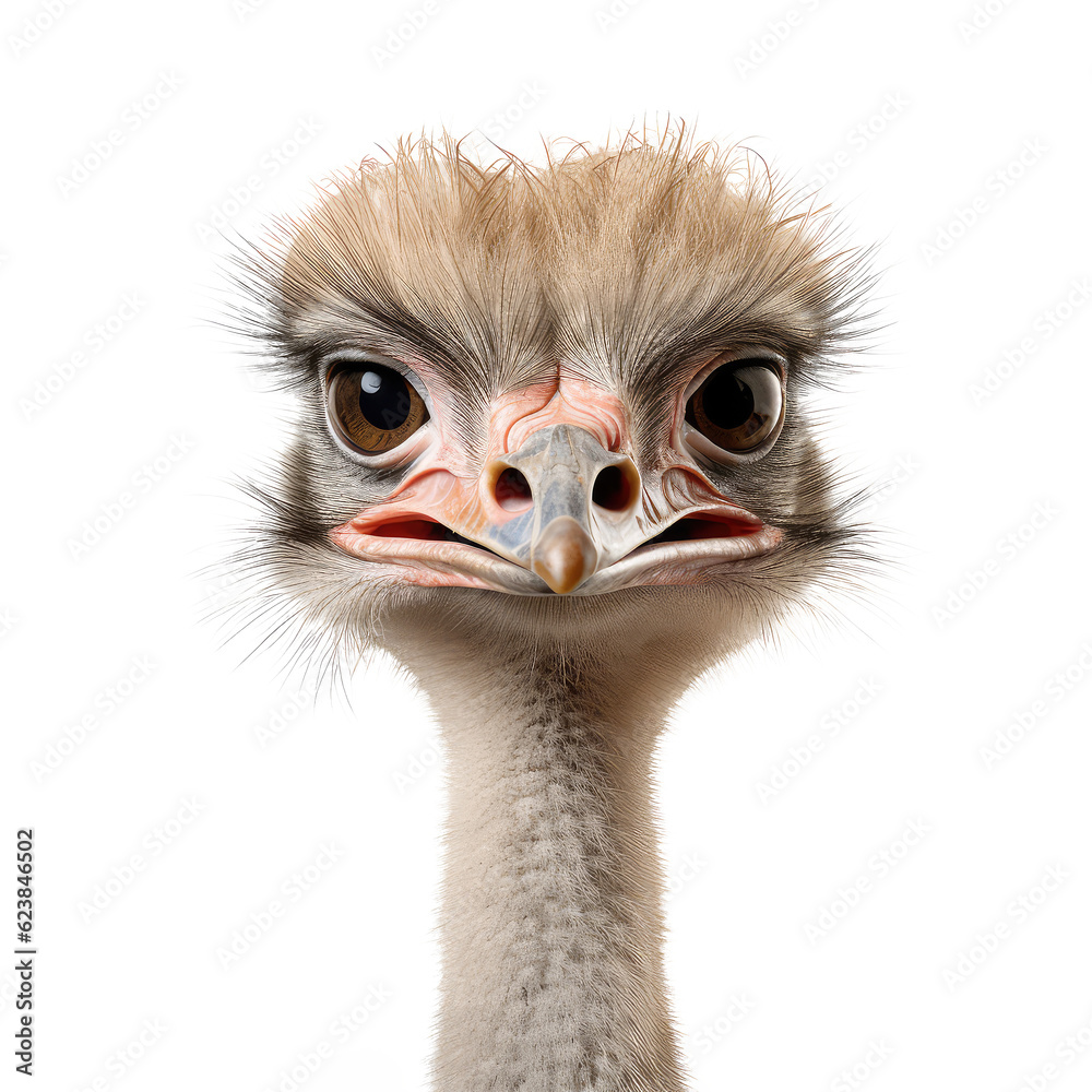 ostrich isolated on white.