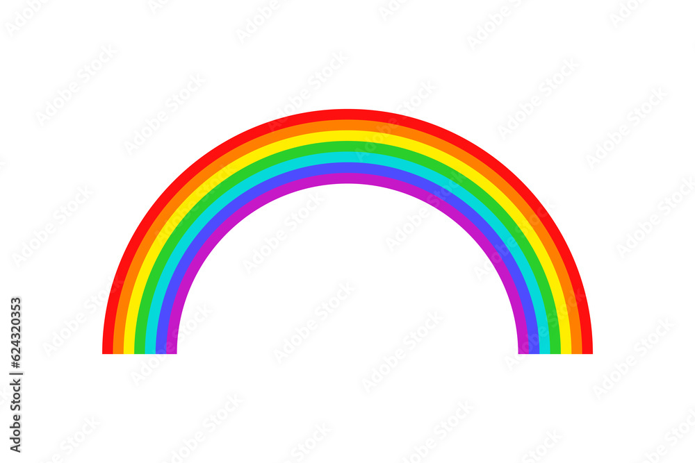 Flat rainbow isolated on white background. Vector