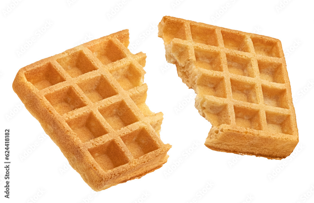 Belgian waffles isolated on white background