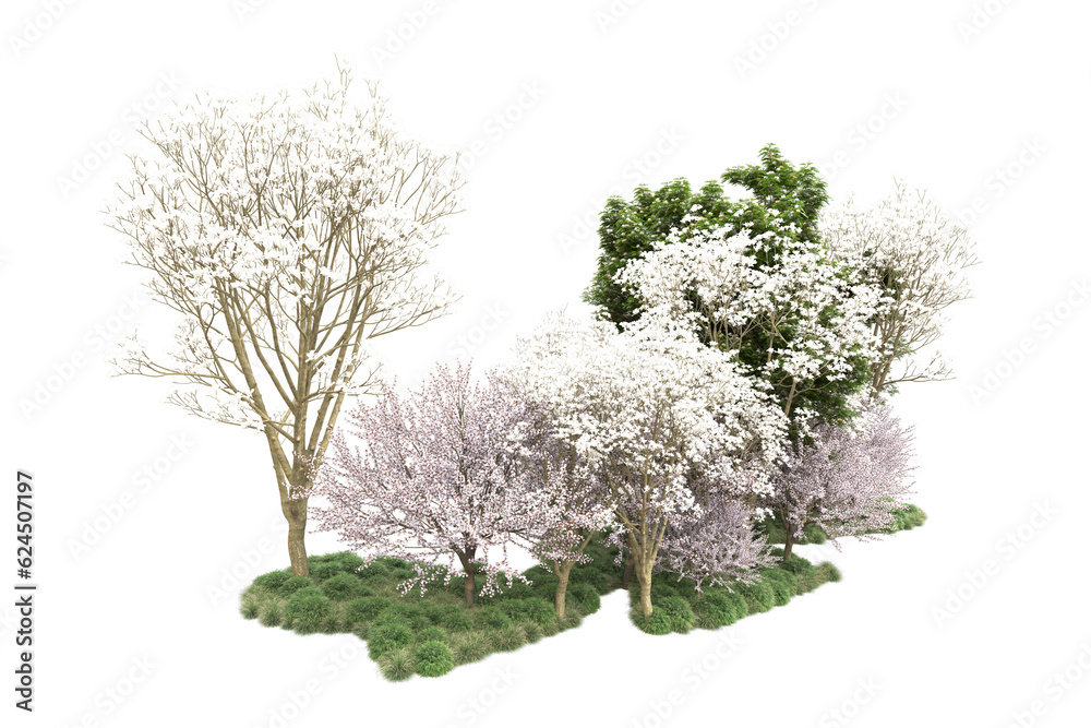 Landscape isolated on transparent background. 3d rendering - illustration