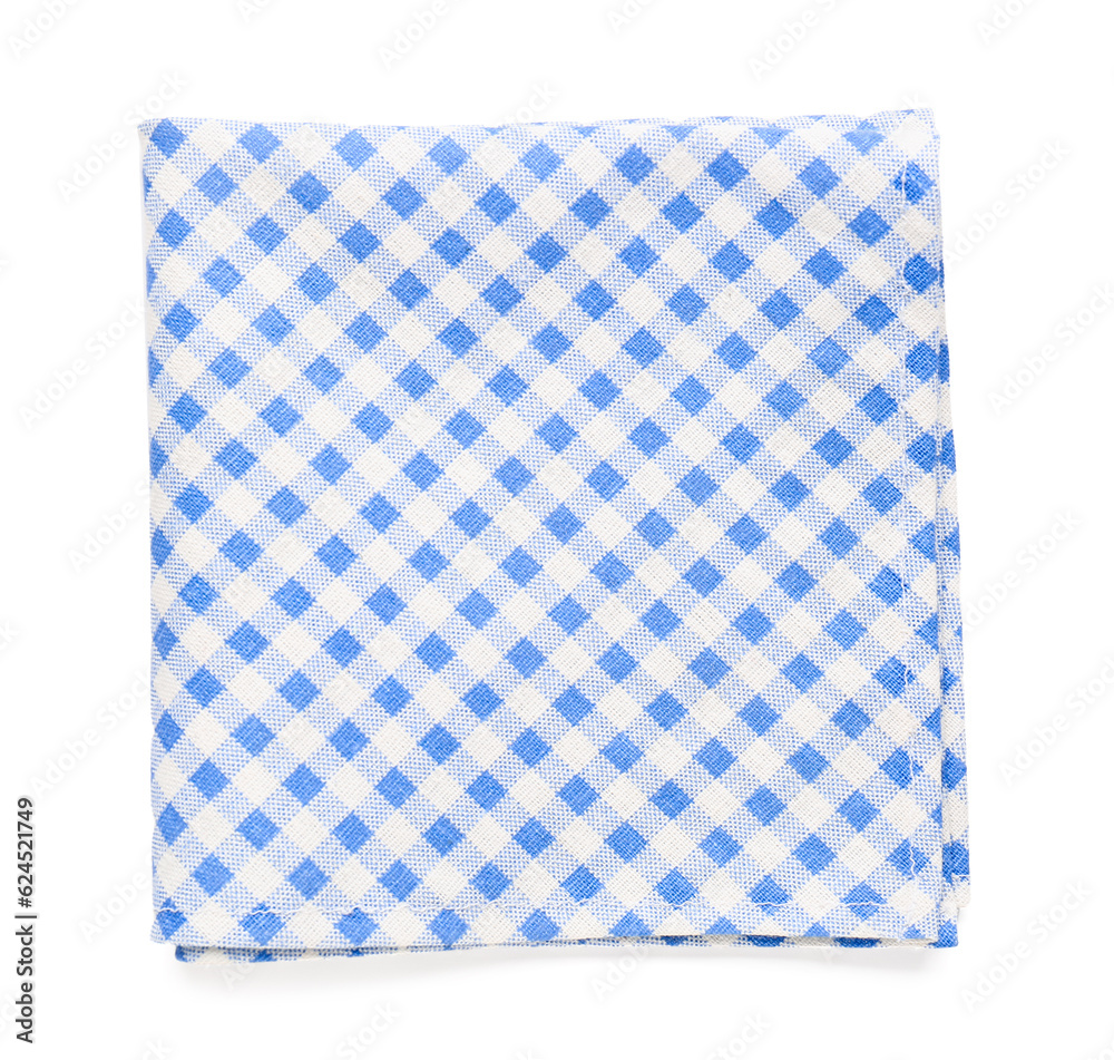 Checkered clean napkin on white background