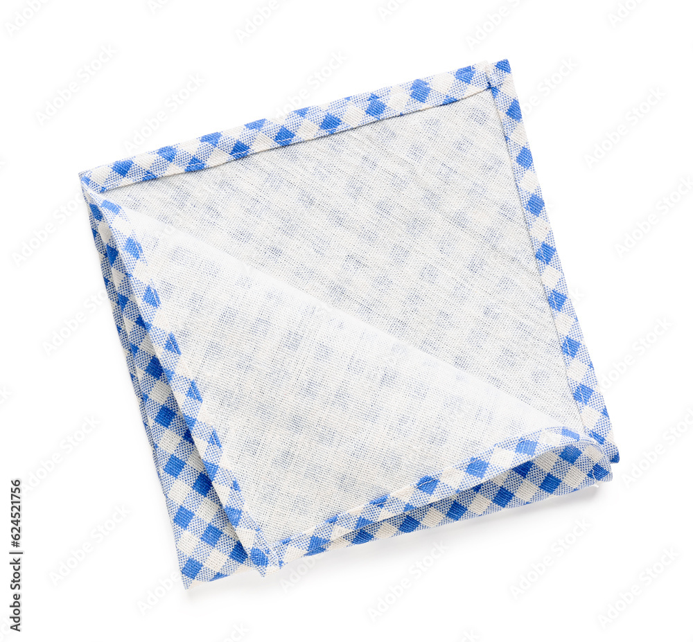 Checkered clean napkin on white background