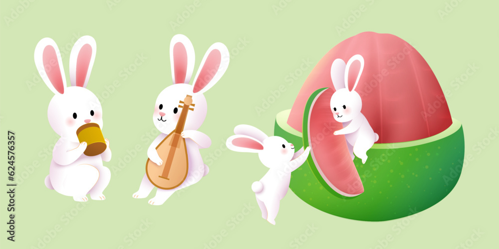 Rabbits and pomelo element set