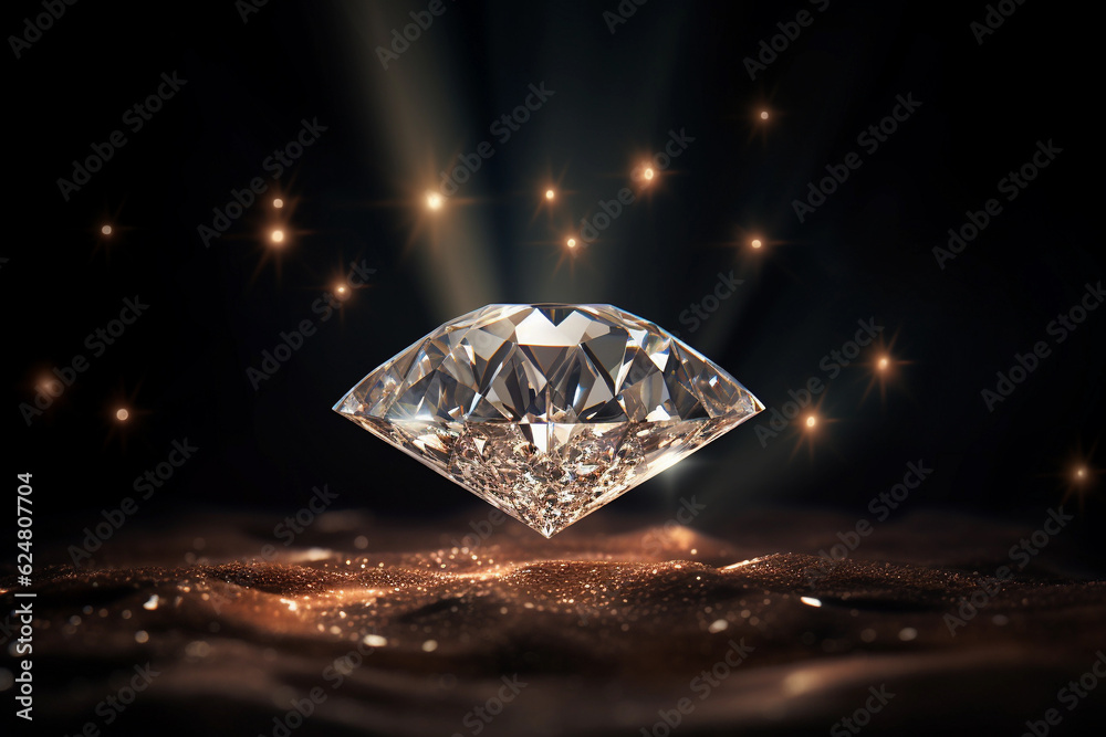 Diamonds that are lit shine beautifully on a black background.