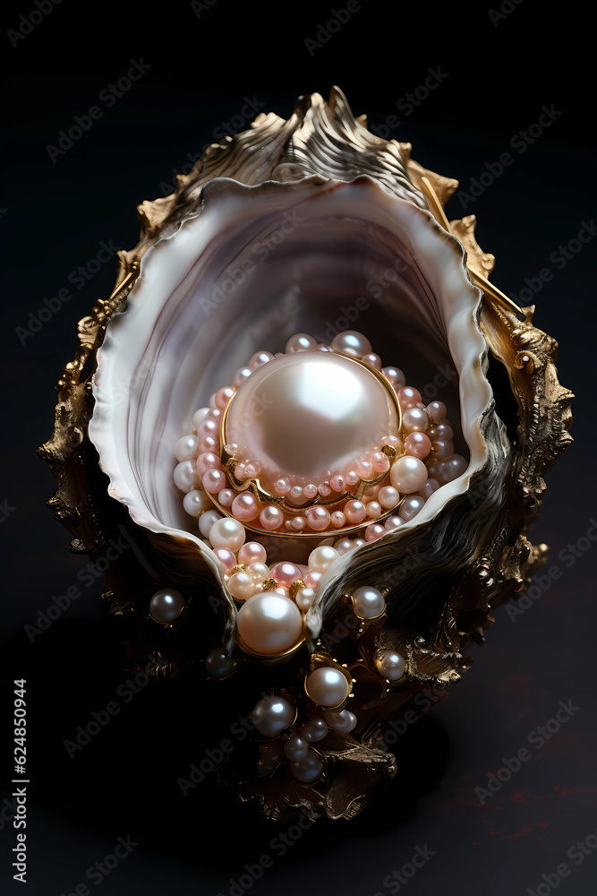 The pearl in an oyster art print