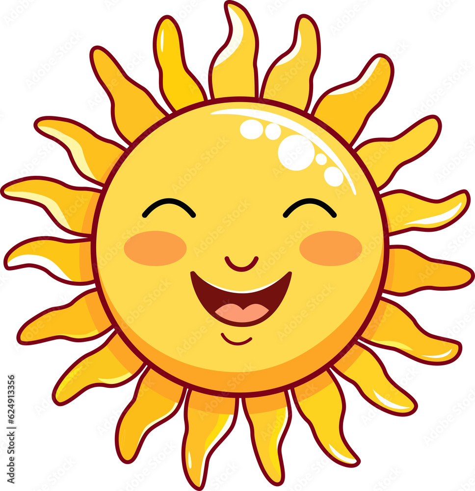 Cute Childish Sun Icon. Vector Illustration EPS10.