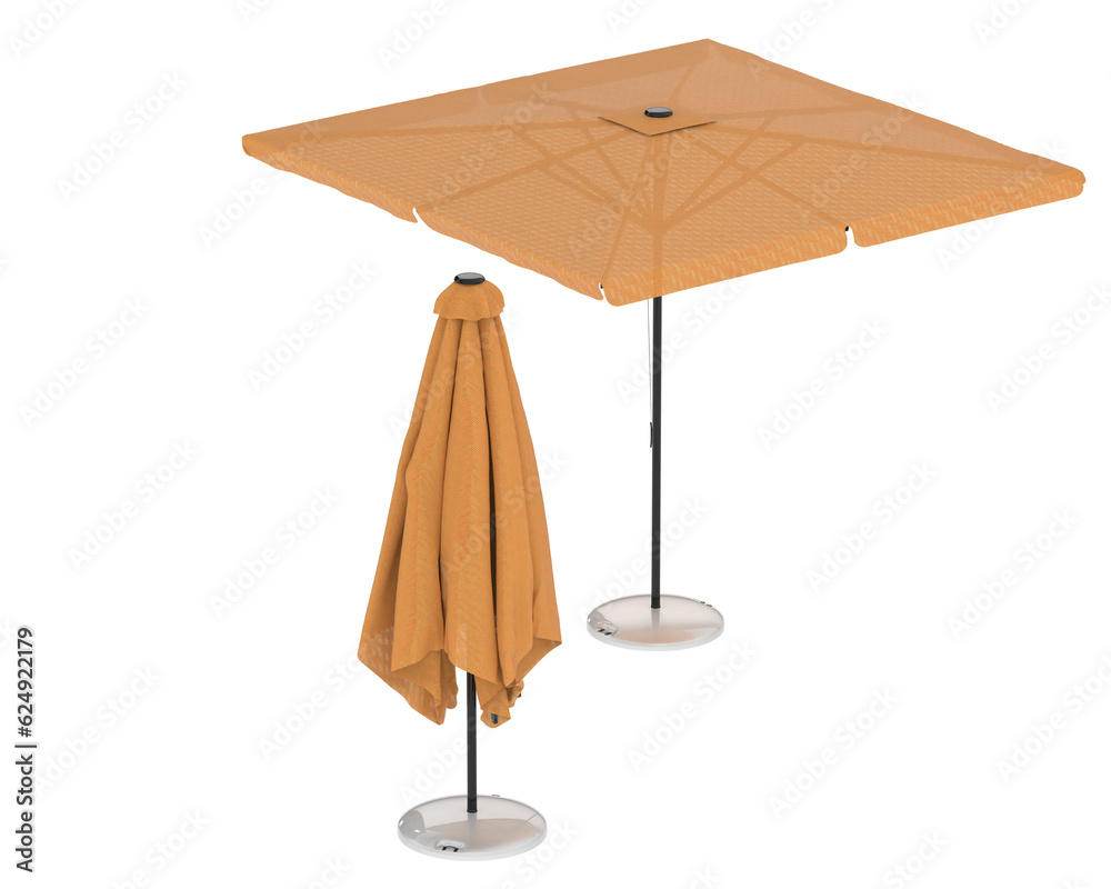 Beach umbrella isolated on transparent background. 3d rendering - illustration