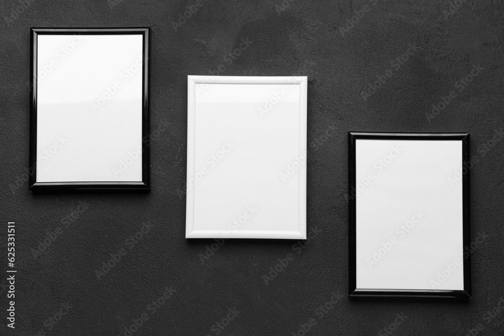 Blank photo frames on black background