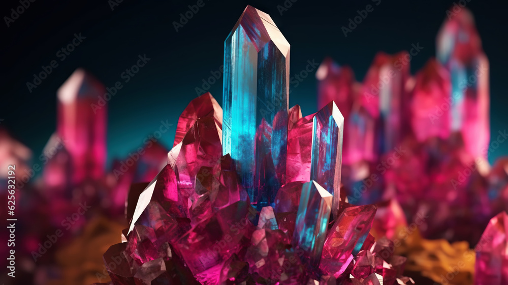 Amazing bright and shiny Burmese Tourmaline crystal cluster background. Jewel mineral detailed macro