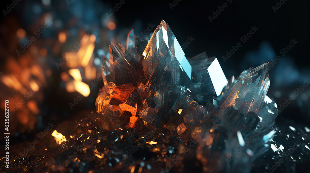 Amazing bright and shiny Astrophyllite crystal cluster background. Jewel mineral detailed macro. Gen