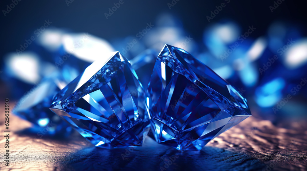 Amazing bright and shiny Sapphire crystal cluster background. Jewel mineral detailed macro. Generati