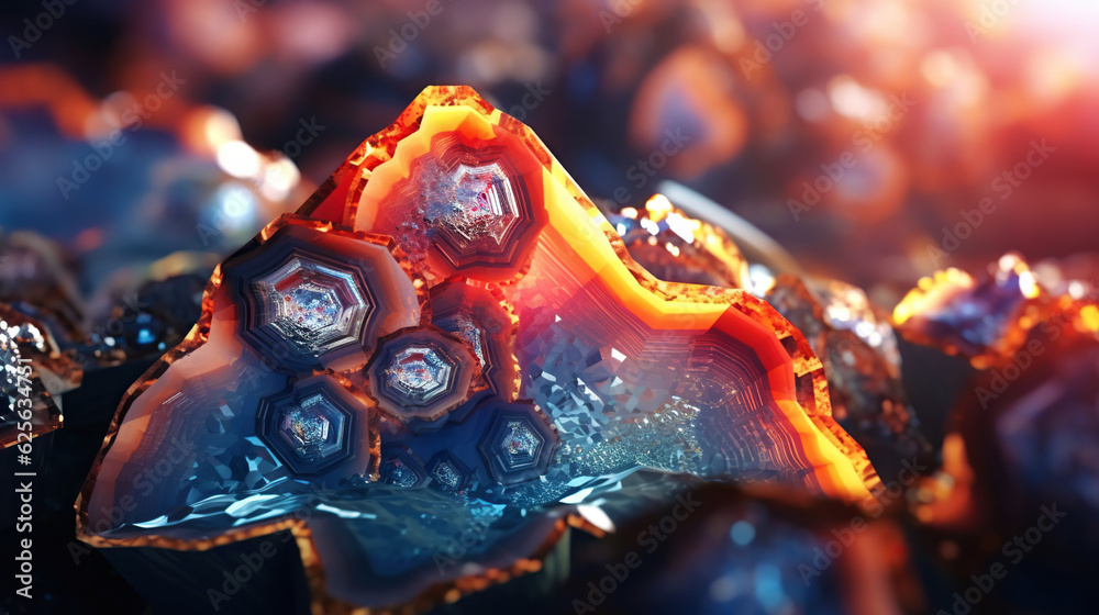 Amazing bright and shiny Agate crystal cluster background. Jewel mineral detailed macro. Generative 