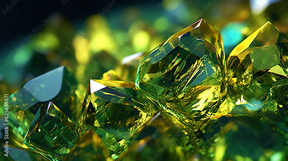 Amazing bright and shiny Euchlorine crystal cluster background. Jewel mineral detailed macro. Genera