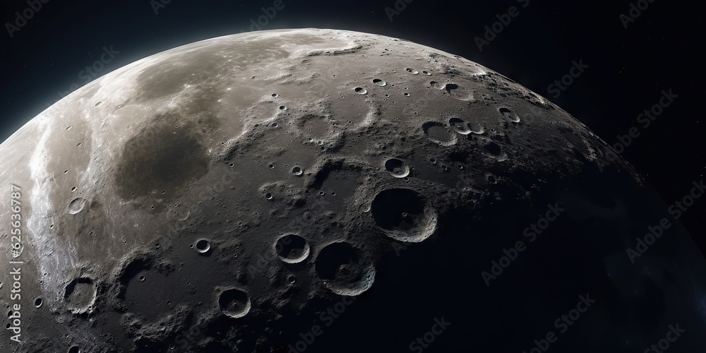 Moon surface with craters and space background. Universe beauty. Generatie AI