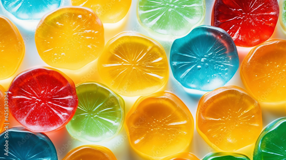 Fruit jelly candies background. Colorful sweet backdrop. Generative AI