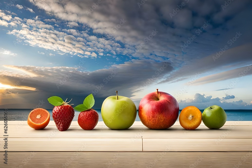 mix fruits in a line