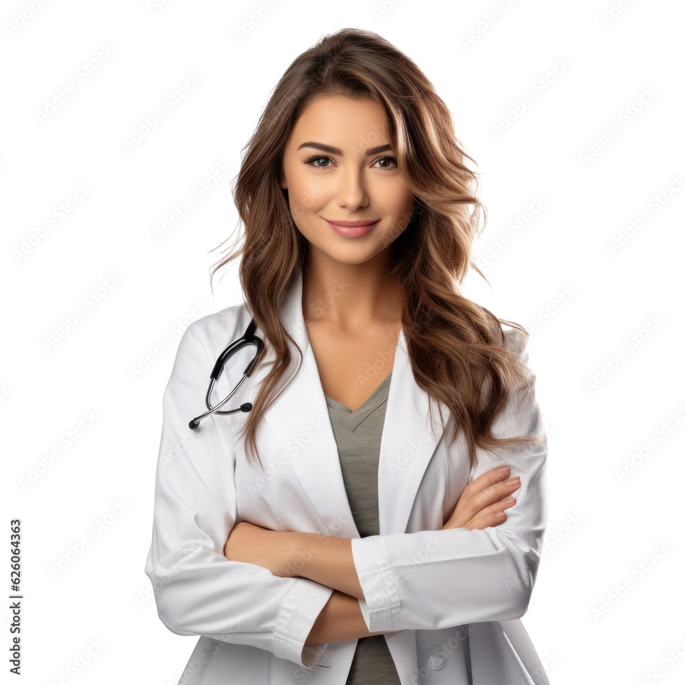 Doctor lady friendly smiling. Illustration AI Generative.