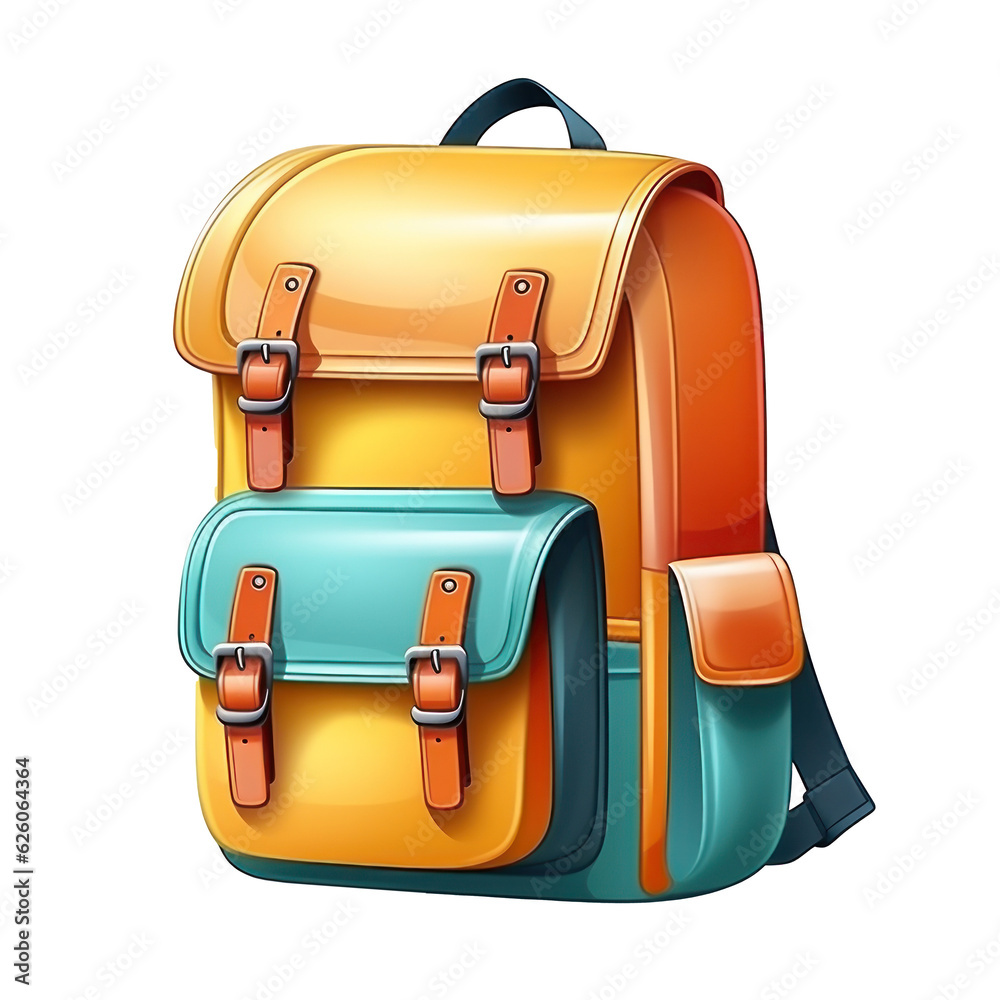 School backpack isolated. Illustration AI Generative.