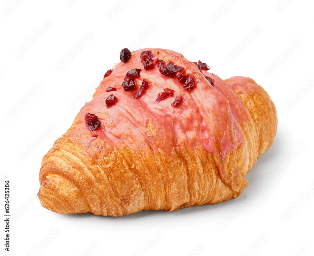 Tasty sweet croissant isolated on white background