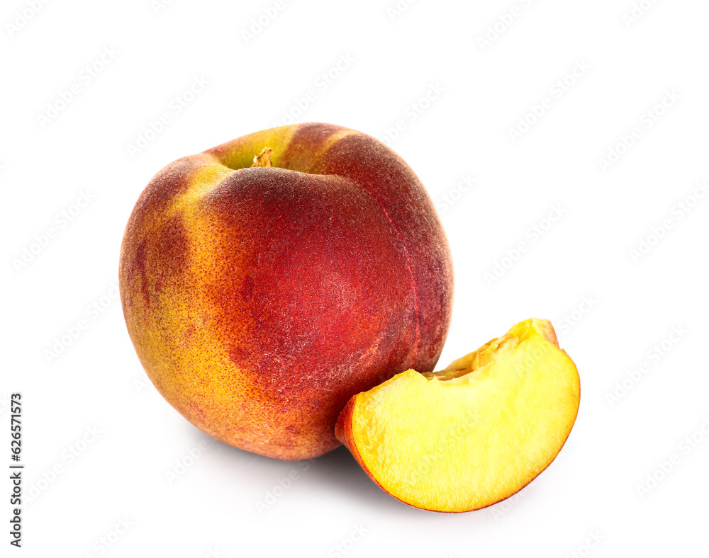 Sweet peach on white background