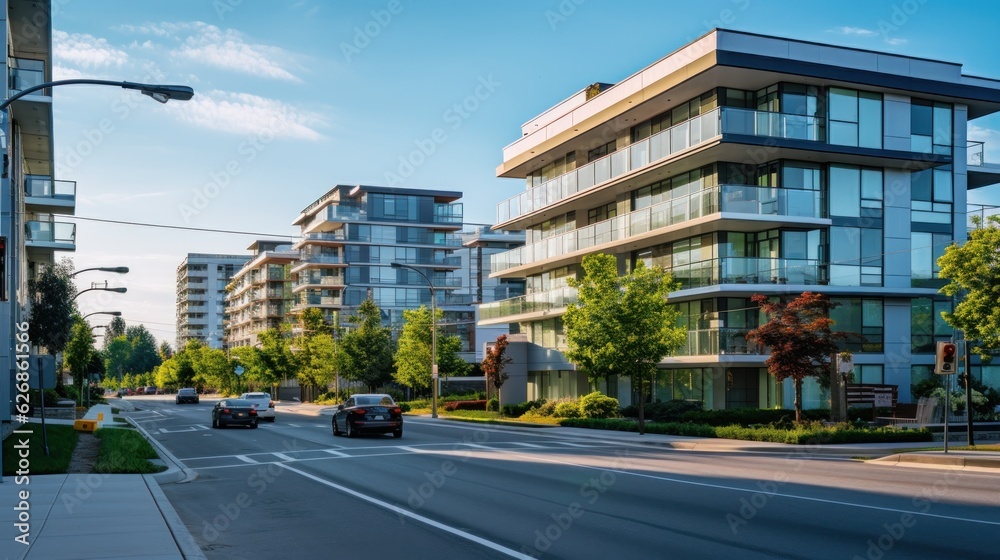 Modern residental building and street