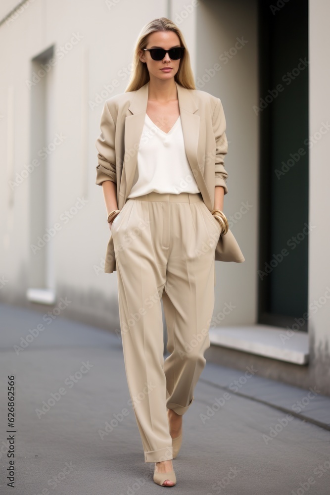 Beige minimalist fashion girl