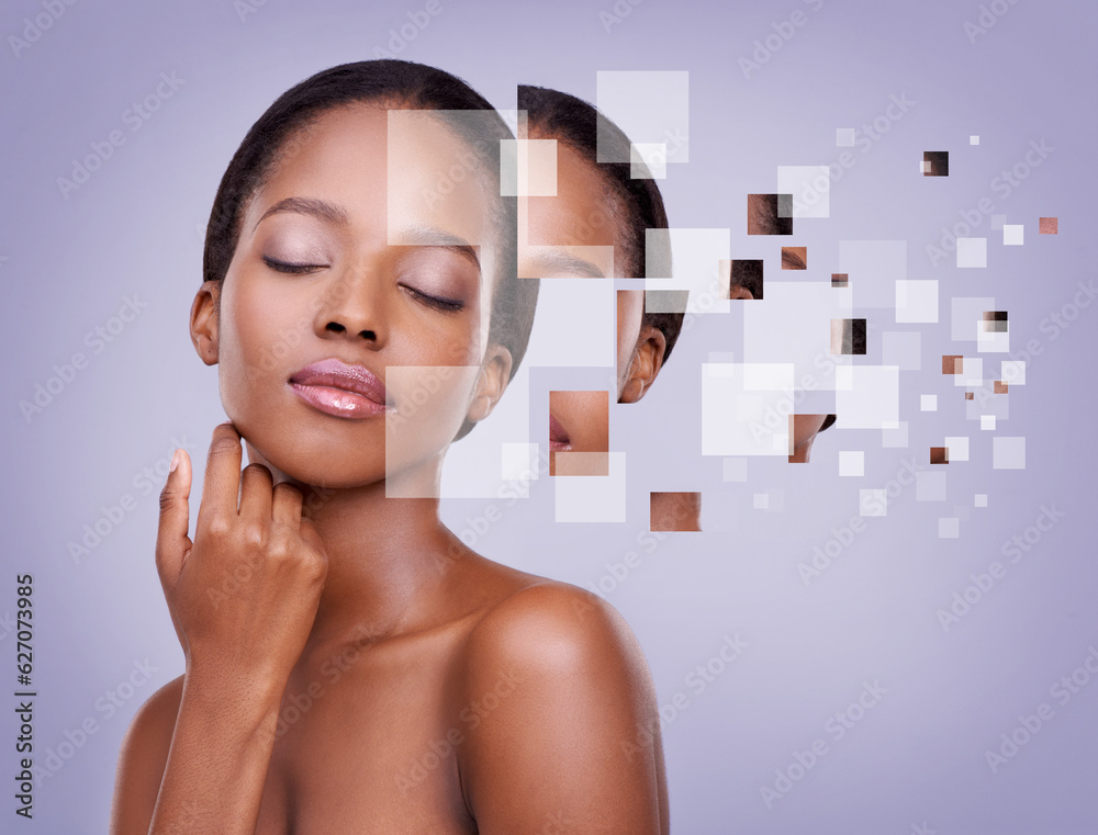 Everyone needs their pamper time. Cropped shot of a beautiful african woman against a purple backgro