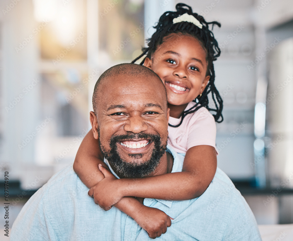 Grandfather, black family and portrait of child in home living room, bonding and relax together. Afr