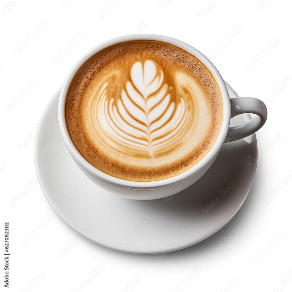 White cup with cappuccino isolated