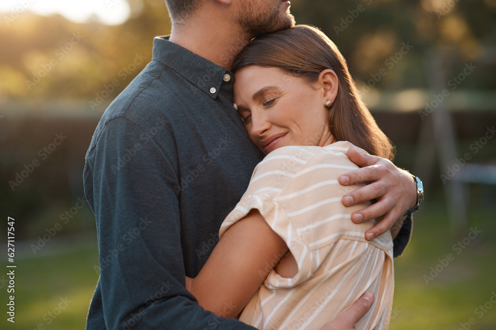 I want to be close to your heart at all times. Shot of an affectionate couple spending the day outdo