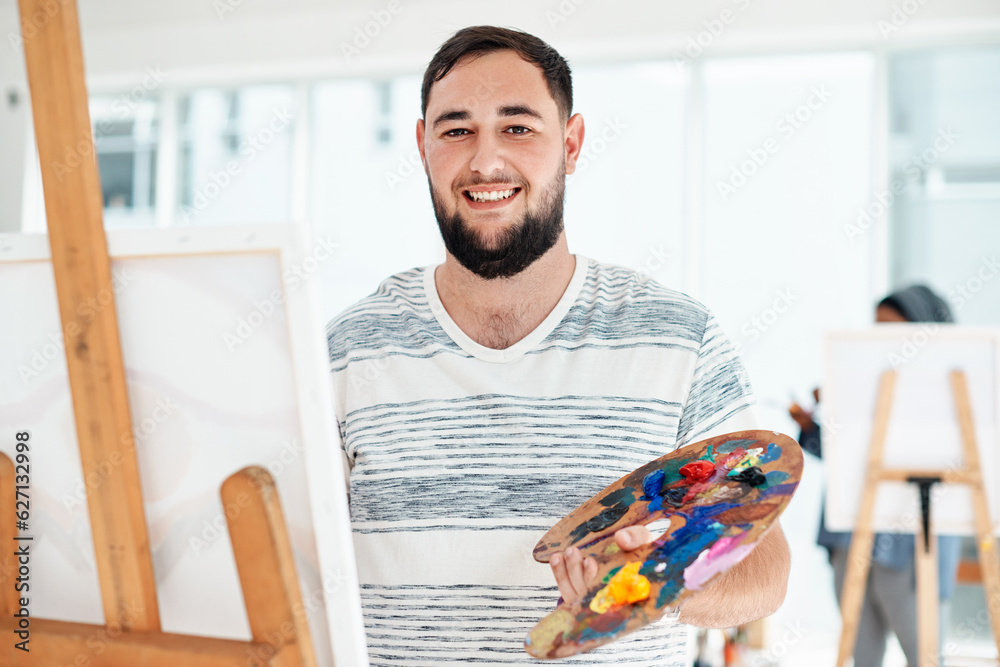 This good mood was sponsored by an art class. Cropped portrait of a handsome young artist standing a