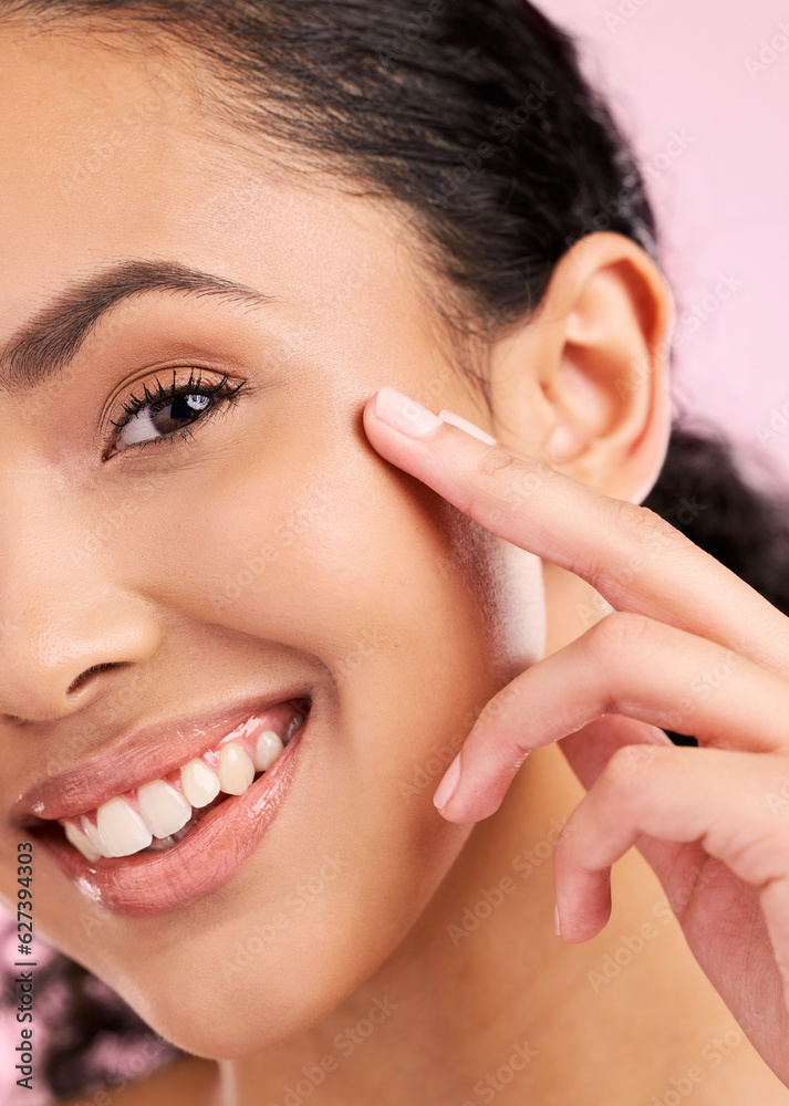 Skincare, beauty and closeup portrait of woman in studio for wellness, facial treatment and cosmetic