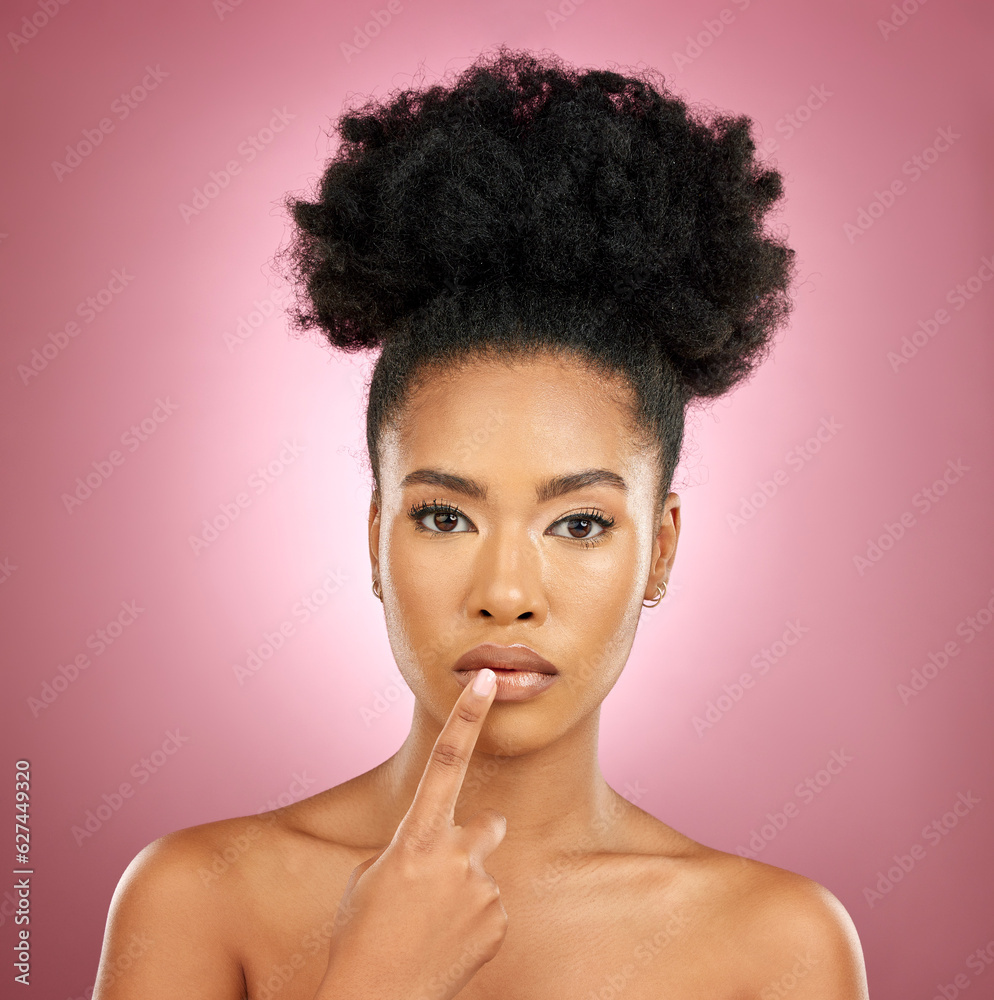 Decision, choice and portrait of a woman in a studio with a natural, glamour and facial routine. Bea