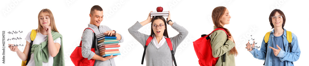 Collage of students on white background