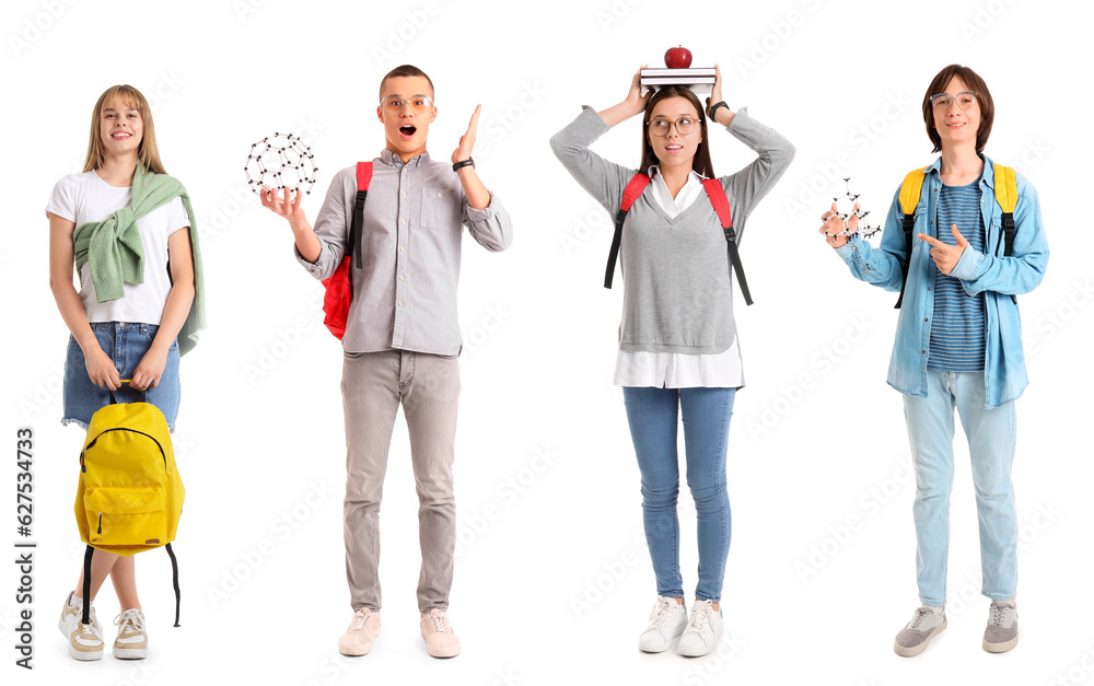 Collage of students on white background