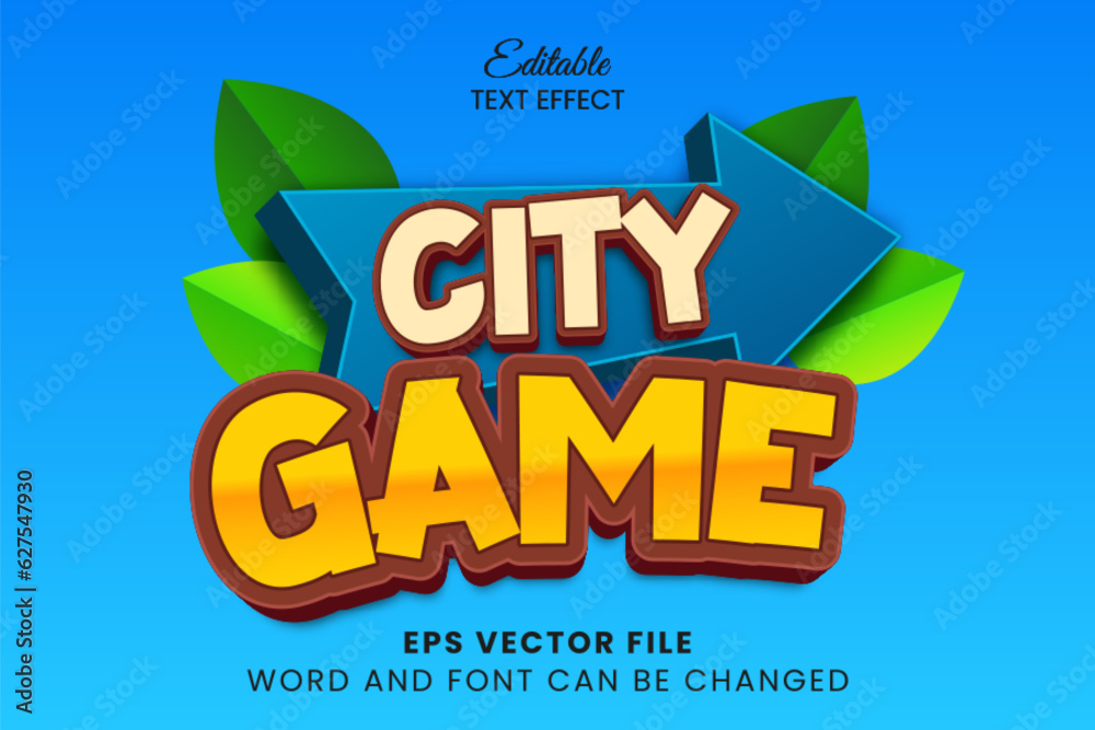 City game 3d editable vector text effect