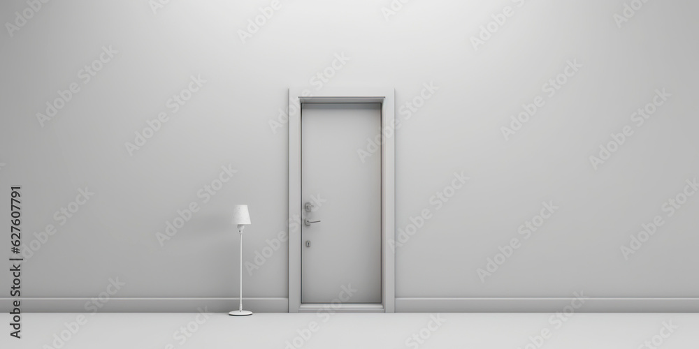 Minimalistic exterior with a door. Simple abstract urban concept. Generative AI