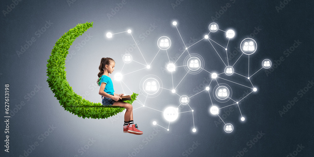 Idea of children Internet communication or online playing and electronic education