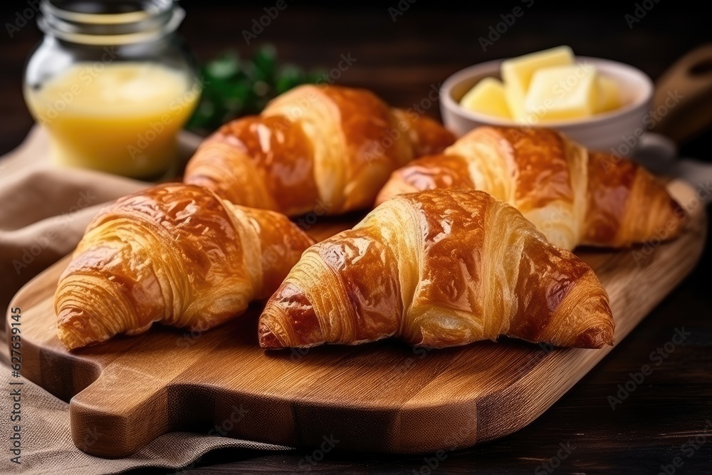 Delicious crispy croissant. Generative AI