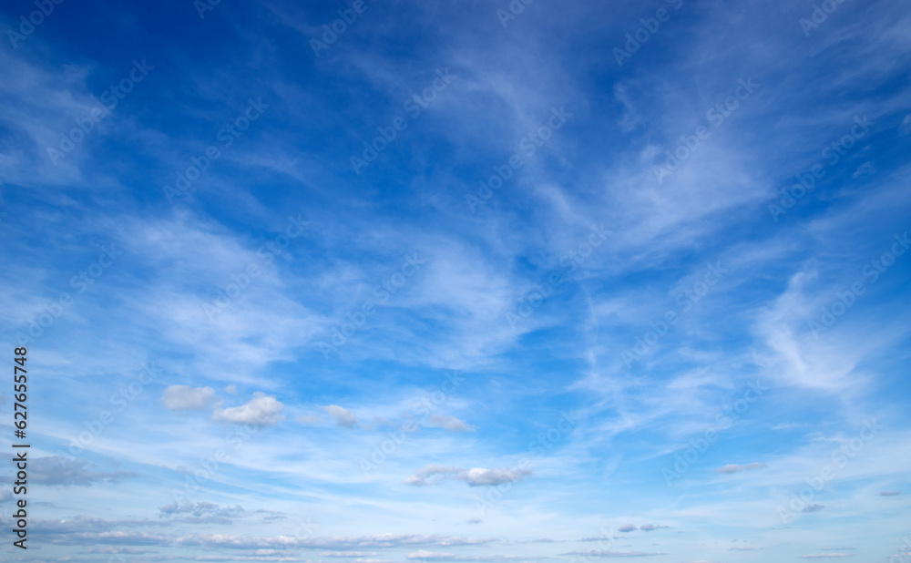 White fluffy clouds in the sky.