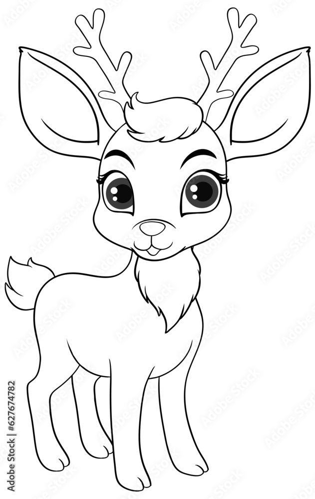 Coloring Page Outline of Cute Deer