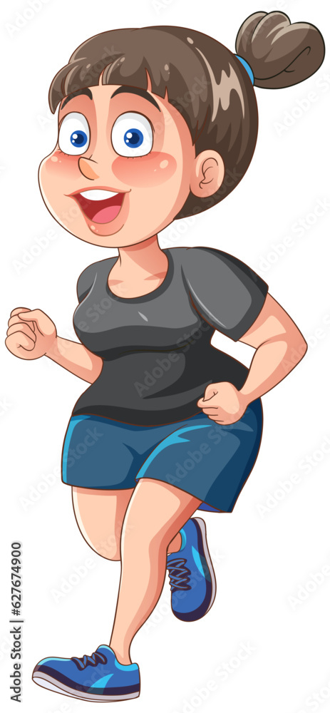 Chubby Woman Running Exercise