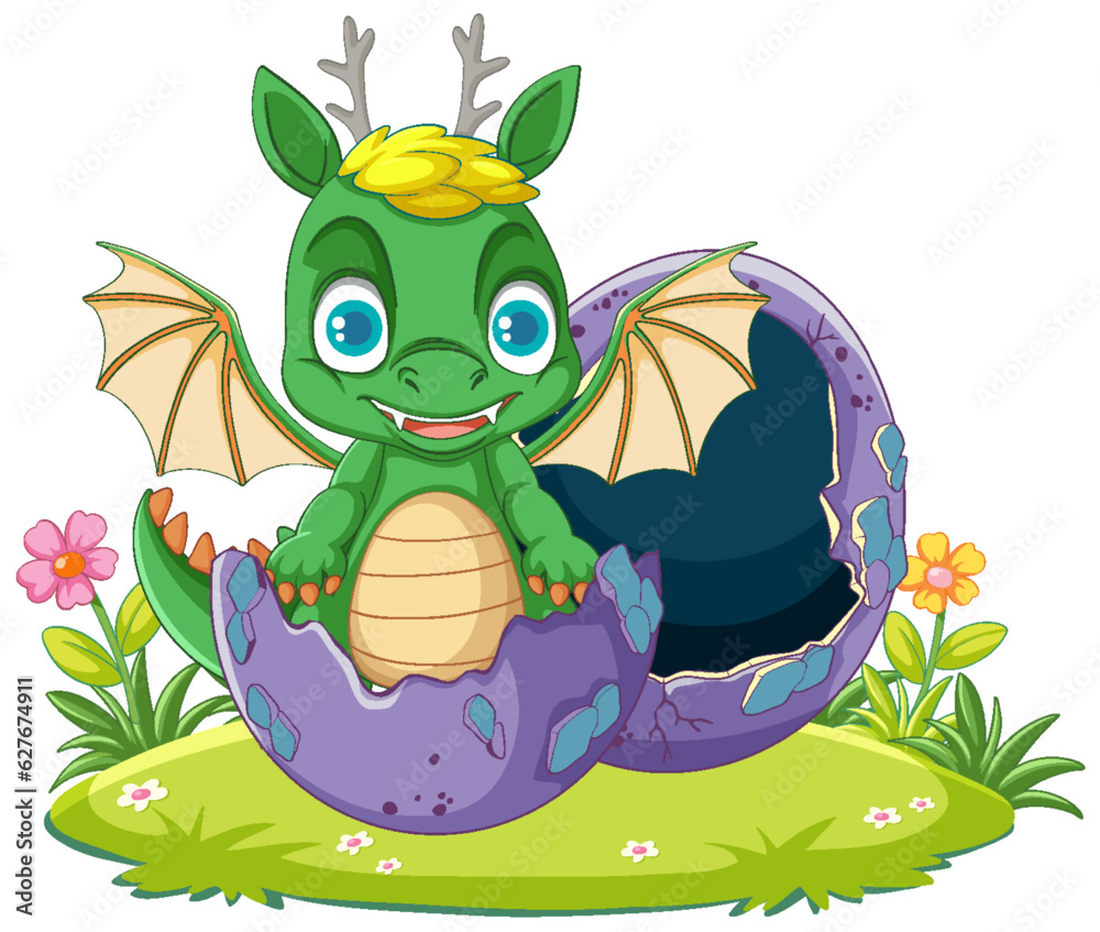 Baby Dragon Hatching Eggs in Nature